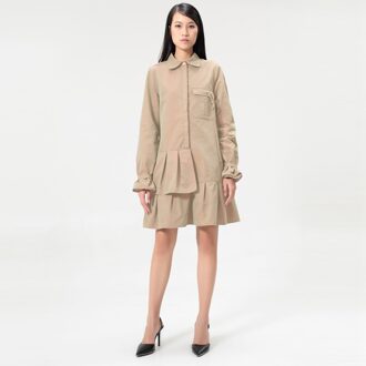 Safari-shirtjurk met lange mouwen Beige