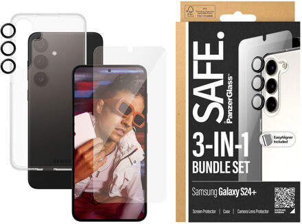 Safe 3-in-1 pack - Hoesje + screenprotector + camera protector voor de Samsung Galaxy S24 Plus - Transparant