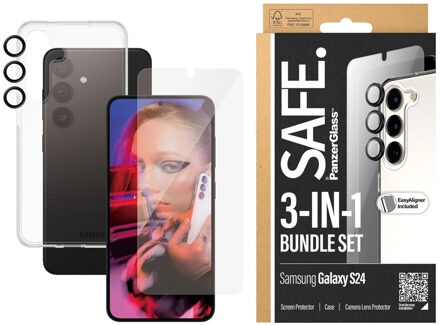 Safe 3-in-1 pack - Hoesje + screenprotector + camera protector voor de Samsung Galaxy S24 - Transparant