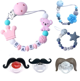 Safe Teething Chain For Infant Pacifier Clips Chains Cartoon Animals Teething Beads Food Grade Silicone Pacifier Holder Clips