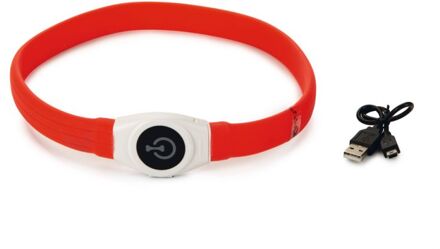 Safety Gear halsband met USB aansluiting Glowy rood 65 cm x 25 mm