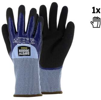 safety jogger Snijbestendige HPPE handschoen met dubbele nitril coating | Grijs/Blauw | Maat 9 - SW1654900