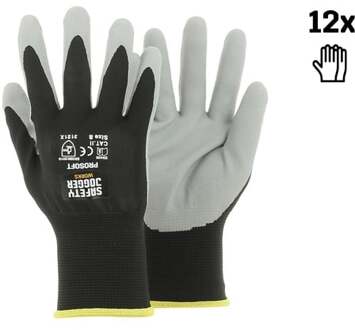 safety jogger Veiligheidshandschoenen | Met een grijze schuimnitril coating | Zwart | Maat 9 - SW0906009
