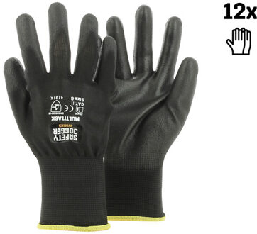 safety jogger Veiligheidshandschoenen met maximale beweeglijkheid | 12 Stuks | Zwart | Maat 10 - SW0700010