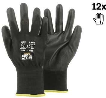 safety jogger Veiligheidshandschoenen met maximale beweeglijkheid | 12 Stuks | Zwart | Maat 7 - SW0700007