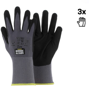safety jogger Veiligheidshandschoenen met maximale beweeglijkheid | 3 Stuks | Zwart | Maat 10 - SW0306010