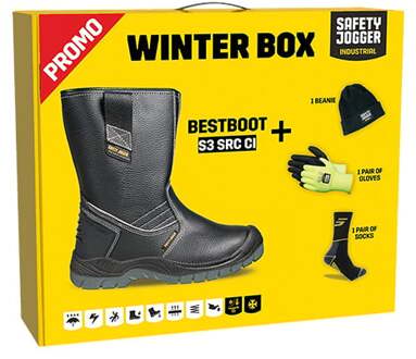 safety jogger Winterbox | Bestboot veiligheidslaars + sokken + Handschoenen + muts | Zwart | Maat 40 - SI9700400