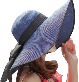 Sagace Emmer Hoed Zomer Vrouwen Grote Rand Strooien Hoed Zon Floppy Wide Brim Hoeden Strik Vouwen Strand Cap Шляпа женская Летняя marine