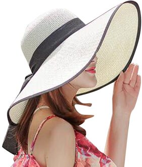 Sagace Emmer Hoed Zomer Vrouwen Grote Rand Strooien Hoed Zon Floppy Wide Brim Hoeden Strik Vouwen Strand Cap Шляпа женская Летняя wit