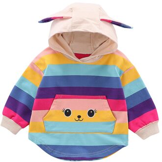 Sagace Kwaii Ranibow 3D Rabbite Oor Meisjes Tops Lange Mouwen Kinderen Jongens Meisjes Cartoon Print Baby Meisje Sweatshirt Jongens Top hoed Meisjes Blauw / 24M