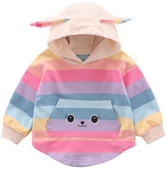 Sagace Kwaii Ranibow 3D Rabbite Oor Meisjes Tops Lange Mouwen Kinderen Jongens Meisjes Cartoon Print Baby Meisje Sweatshirt Jongens Top hoed Meisjes Roze / 12m