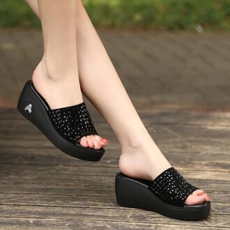 Sagace Schoenen Vrouw Zomer Solid Slip-On Wedges Sandalen Platform Retro Peep Toe Slippers Schoenen Vrouw Hoge Hak 2020Feb20 37