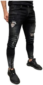 Sagace Slanke Heren Ripped Gat Stretch Denim Broek Skinny Stretch Denim Broek Verontruste Ripped Freyed Slim Fit Jeans Broek L3