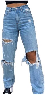 Sagace Vrouwen Koreaanse Streetwear Denim Knop Skinny Ripped Gaten Vrouwen Denim Jeans Pocket Gat Jeans Broek Losse Denim Broek