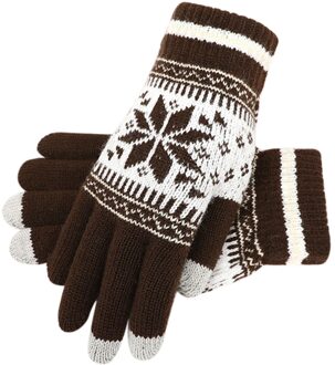 Sagace Winter Outdoor Handschoenen Vrouwen Gebreide Sneeuwvlok Winter Wol Plus Fluwelen Mannen En Vrouwen Glovesп Женские Перчатки Bruin