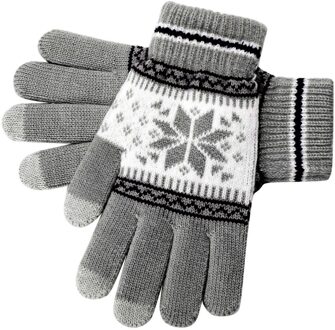 Sagace Winter Outdoor Handschoenen Vrouwen Gebreide Sneeuwvlok Winter Wol Plus Fluwelen Mannen En Vrouwen Glovesп Женские Перчатки Grijs