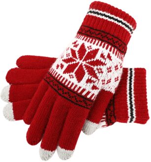 Sagace Winter Outdoor Handschoenen Vrouwen Gebreide Sneeuwvlok Winter Wol Plus Fluwelen Mannen En Vrouwen Glovesп Женские Перчатки Rood