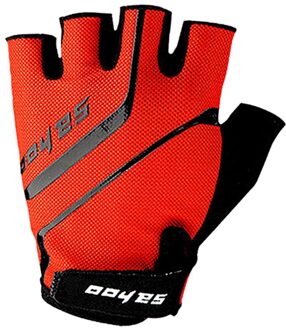 Sahoo 41914 Zomer Ademend antislip Half Vinger Fietsen Fiets Handschoenen Wanten Siliconen Gel Padded Voor Gym Fitness Rood / M