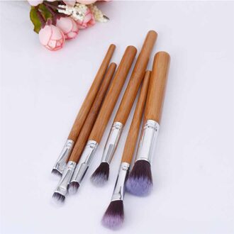 Saiantth 6 Pcs Natuur Bamboe Make-Up Kwasten Set Professionele Foundation Oogschaduw Eyeliner Lip Cosmetische Kit Ogen Pincel Maquiagem