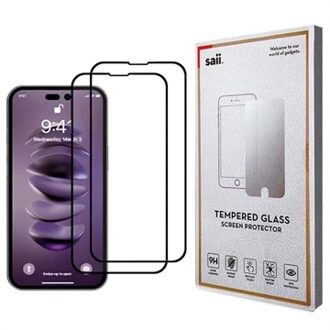Saii 3D Premium iPhone 14 gehard glas - 9H Screenprotector - 2 St.