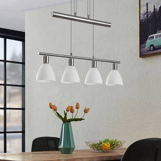 Saikana hanglamp in hoogte verstelbaar, nikkel nikkel gesatineerd, mat wit