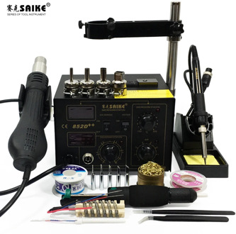 SAIKE 852D++ 2 in 1 SMD Rework Station Hot air gun soldering station Desoldering station 220V 110V