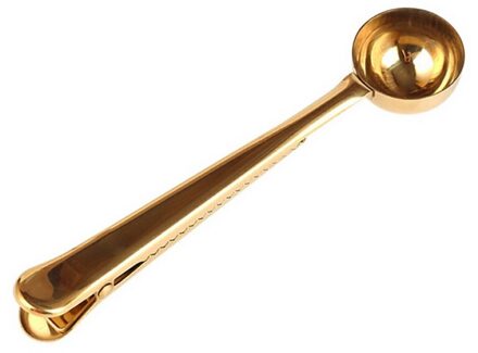 Sainless Staal Eetlepels Afdichting Clip Keuken Tool Koffielepel Creatieve Ijs Meten Melkpoeder Lepel Tafel Tool goud
