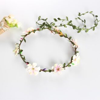 Sainmax Bloem Hoofdband Vrouwen Haarband Bloem Kroon Party Wedding Beach Bridal Accessoires wit roze