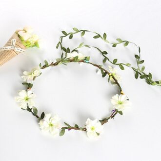 Sainmax Bloem Hoofdband Vrouwen Haarband Bloem Kroon Party Wedding Beach Bridal Accessoires wit