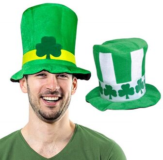 Saint Patricks Day 4 Blad Fluwelen Hoed Klaver Green Cap Volledige Gezicht Feestartikelen Ierse Cosplay Kostuum Hoofddeksels Grijs