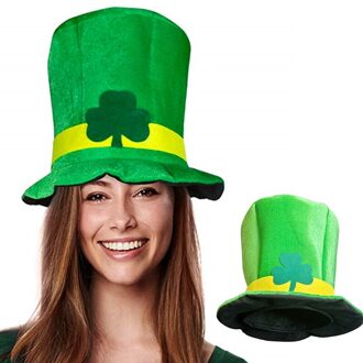 Saint Patricks Day 4 Blad Fluwelen Hoed Klaver Green Cap Volledige Gezicht Feestartikelen Ierse Cosplay Kostuum Hoofddeksels groen
