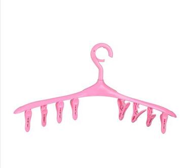 Sainwin 3 stks/partij 46.5 cm Roterende winddicht 8 clip hangers antislip plastic hanger ondergoed sokken drogen kledingrek Roze