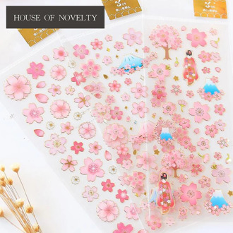 Sakura Flowers Gilding Decorative Stickers Adhesive Stickers DIY Decoration Diary Stationery Stickers Children Gift