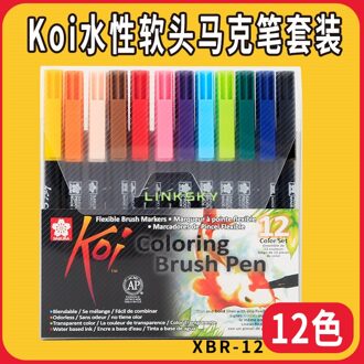 Sakura Koi Diverse Haarkleuring Borstel Pen Set,Jogo De Pincel Borstel Pen Com 6,12,24,48 Cores Koi - Sakura, Duurzaam Tip, Kunst Levert 12 kleur