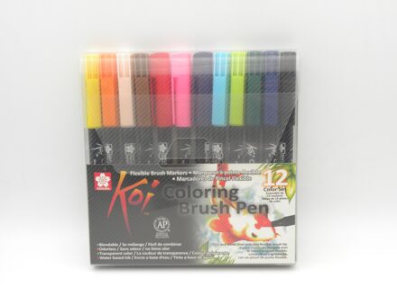 Sakura Koi Haarkleuring Borstel Pen Set Waterbasis Inkt Aquarel Pennen Blendable Transparante Kleur 12 kleur reeks