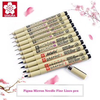 SAKURA Pigma Micron Needle Waterproof Fine Lines Black Sketch Marker Pen For Design Manga Brush Drawing manga Art Supplies