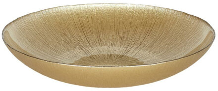 Salade serveer schaal - Fruitschaal/fruitmand - Glas - D30 x H6 cm - goud