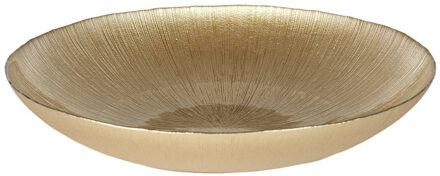 Salade serveer schaal - Fruitschaal/fruitmand - Glas - D40 x H6 cm - goud