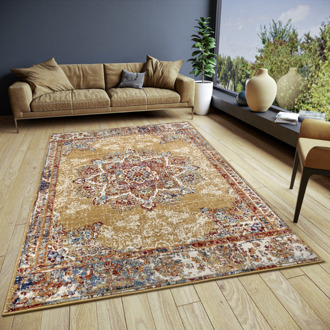 Sale: -25% | Vloerkleed Maderno - Goud 200x140cm - Polypropyleen - Dekbed-Discounter.nl Geel,Meerkleurig - 140 x 200 cm