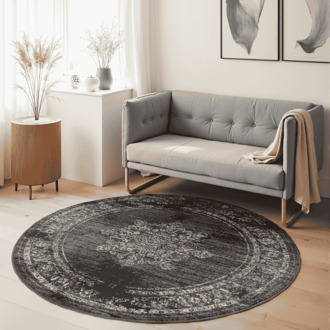 Sale: -26% | Vloerkleed Lydia Rond - Antraciet Xcm - Polypropyleen - Dekbed-Discounter.nl Antraciet,Meerkleurig - ø 160 cm