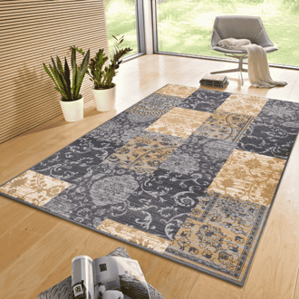 Sale: -27% | Vloerkleed Bloques - Grijs Geel 150x80cm - Polypropyleen - Dekbed-Discounter.nl Grijs,Geel - 80 x 150 cm