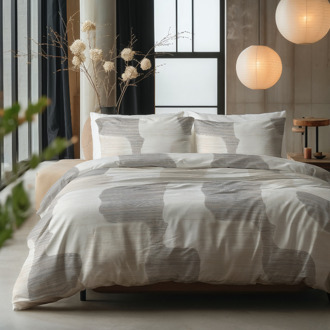 Sale: -28% | Dekbedovertrek Katoen - Dune - Eenpersoons (140x200 Cm) - Grijs & Wit Katoen - Abstract - Sleeptime Pure - Dekbed-Discounter.nl Grijs,Wit - 140 x 200/220 cm