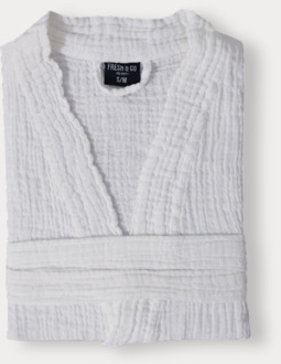 Sale: -30% | Badjas Mousseline Katoen - Wit - Dekbed-Discounter.nl - S/M