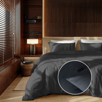 Sale: -30% | Dekbedovertrek Egyptisch Katoen - Uni - Donker Grijs - Lits-Jumeaux (240x240 Cm) - Grijs Egyptisch Katoen Katoen - Hotel Luxe - Presence - Dekbed-Discounter.nl