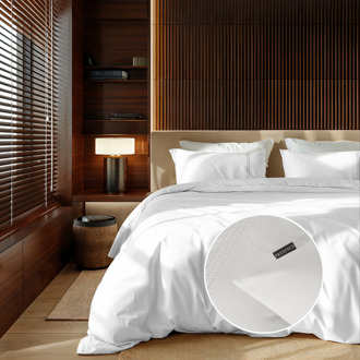 Sale: -30% | Dekbedovertrek Egyptisch Katoen - Uni - Wit - Eenpersoons (140x240 Cm) - Wit Egyptisch Katoen Katoen - Hotel Luxe - Presence - Dekbed-Discounter.nl