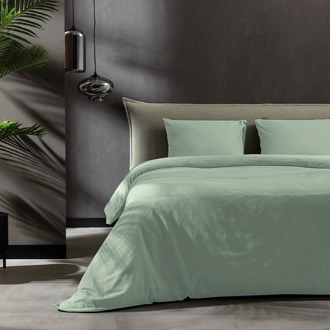 Sale: -30% | Dekbedovertrek Katoen Flanel - Uni - Groen - Eenpersoons (140x200 Cm) - Groen Katoen Flanel - Effen - Fresh And Co - Dekbed-Discounter.nl - 140 x 200/220 cm
