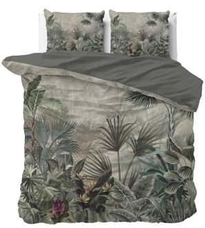 Sale: -30% | Dekbedovertrek Macy - Eenpersoons (140x200 Cm) - Groen Microvezel - Bloemen - Sleeptime Essentials - Dekbed-Discounter.nl