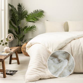 Sale: -30% | Dekbedovertrek Teddy - Eenpersoons (140x200 Cm) - Off White Microvezel Teddy - Effen - Fresh And Co - Dekbed-Discounter.nl - 140 x 200/220 cm