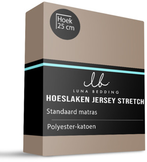 Sale: -30% | Hoeslaken - Jersey Stretch - 180x200cm - Taupe - Luna Bedding - Dekbed-Discounter.nl - 180 x 200 cm