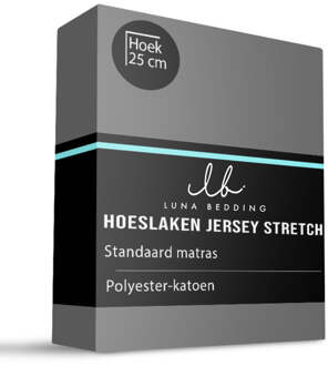Sale: -30% | Hoeslaken - Jersey Stretch - Antraciet - 160x200cm - Antraciet - Luna Bedding - Dekbed-Discounter.nl - 160 x 200 cm